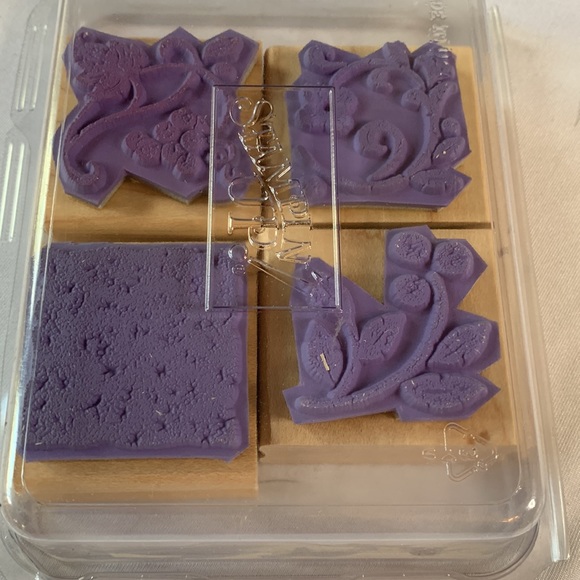 Stampin' Up STIPPLED STENCILS TWO-STEP 2 Mounted Wood Stamp Set RETIRED - Picture 2 of 3